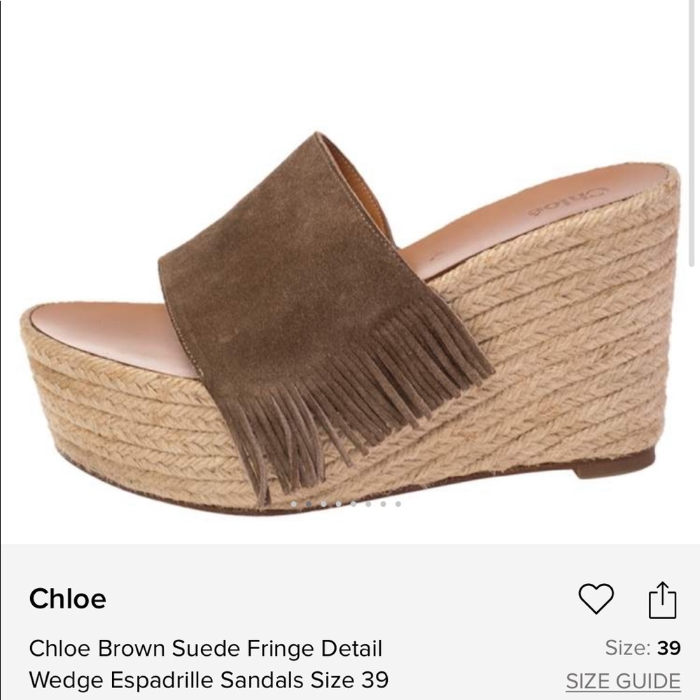 Chloe suede fringe wedge 39